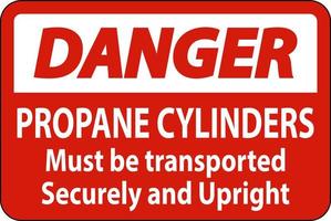 Danger Sign Propane Cylinders Must Be Transported Securely And Upright vector