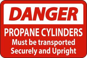 Danger Sign Propane Cylinders Must Be Transported Securely And Upright vector