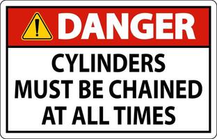 Danger Sign Cylinders Must Be Chained At All Times vector