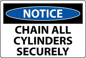 Notice Sign Chain All Cylinders Securely vector