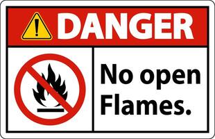 Danger No Open Flames Label Sign On White Background vector