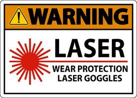 Warning Laser Wear Protective Laser Goggles Sign On White Background vector