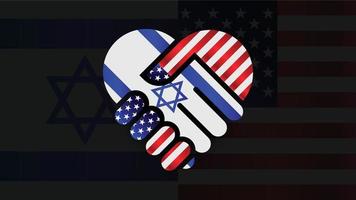 United States of America and Israel flags in relations handshake. Two Flags Together. Suitable use to Israel and america event vector