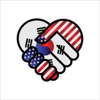 United States of America and South Korean relations Handshake illustration icon. Suitable use to Ameican South Korean event vector