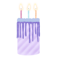 bolo de aniversário em aquarela com vela png