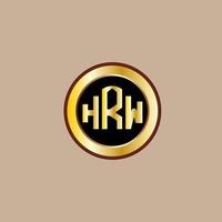 creative HRW letter logo design with golden circle vector