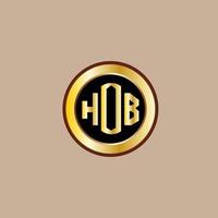 creative HOB letter logo design with golden circle vector