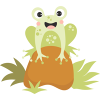 happy frog on stone png