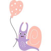 Cute snail with a balloon png