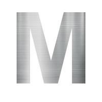 Silver metal texture, english alphabet letter M on white background - Vector