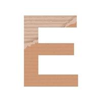 letra e del alfabeto inglés, textura de cartón de papel gris sobre fondo blanco - vector