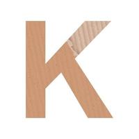 Letter K of the English alphabet, gray paper cardboard texture on white background - Vector