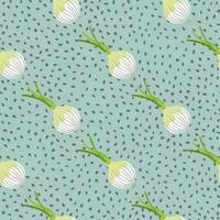 Hand drawn onion bulb seamless pattern. Onion in doodle style endless wallpaper. vector