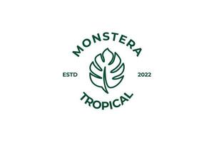 Monstera leaf logo design vector illustration