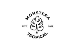 Monstera leaf logo design vector illustration