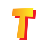 Letter T, comic style typeface with transparent background. png file