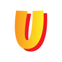 Letter U, comic style typeface with transparent background. png file