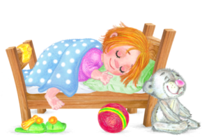 A little girl is sleeping png