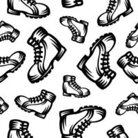 pattern seamless of shoe in style vintage, retro, engraved. - vector illustrations