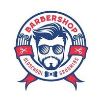 Barber shop badge logo template vector