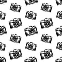pattern seamless of camera in style vintage, retro, engraved. - vector illustrations