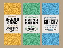 Bread labels in modern style. Bread and packaging design templates for baked goods, bakery branding and identity. Vector bakery illustrations and patterns