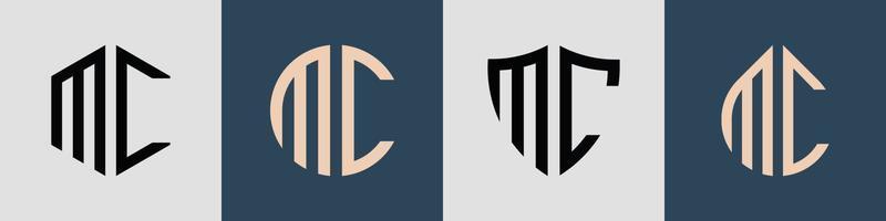 Paquete creativo de diseños de logotipos de letras iniciales simples mc. vector
