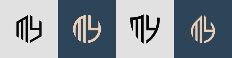 Creative simple Initial Letters MY Logo Designs Bundle. vector