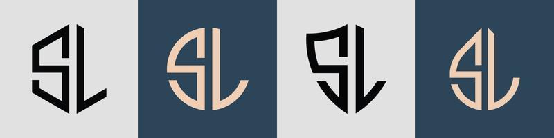 Creative simple Initial Letters SL Logo Designs Bundle. vector