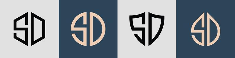 paquete creativo de diseños de logotipos de letras iniciales simples sd. vector