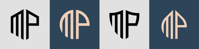 Creative simple Initial Letters MP Logo Designs Bundle. vector
