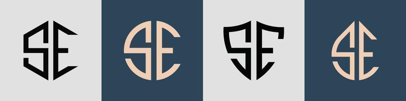 Creative simple Initial Letters SE Logo Designs Bundle.