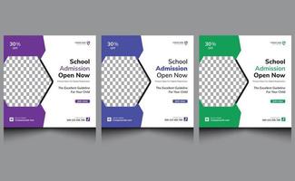 Elegant clean creative modern professional corporate back to school online admission education square social media web banner post template design. vector