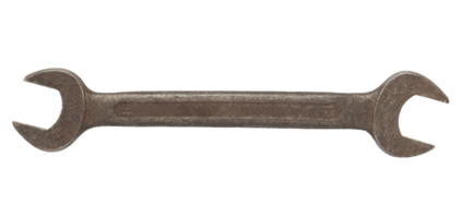 Old rusty wrench isolated png