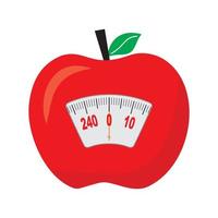 Apple Diet Vector Icon Illustration. Red Apples and Scales, Apple Diet Menu. Isolated White Fitness and Gym Icons Concept. Weight Loss, Healthy Lifestyle. Proper Nutrition.