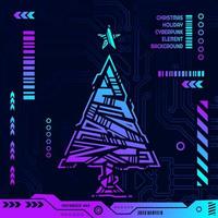 Christmas cyber element shape in cyberpunk background. vector