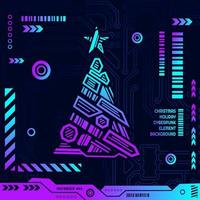 Christmas cyber element shape in cyberpunk background. vector