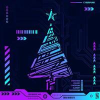 Christmas cyber element shape in cyberpunk background. vector