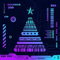 forma de elemento cibernético de navidad en el fondo cyberpunk. vector