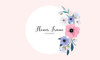 Wedding invitation template with floral frame background vector