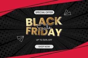 Special Offer Black friday sale banner in black background vector