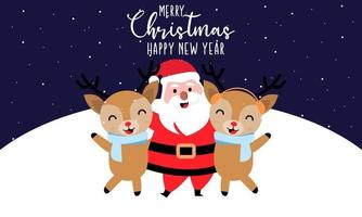 Santa claus and deer background, christmas day vector