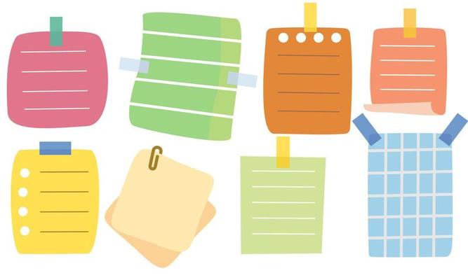 Collection of sticky note illustrations vector