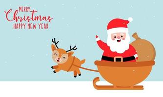 Santa claus and deer background, christmas day vector