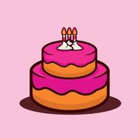 birthday cake cartoon vector design with 3 candles