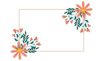 Wedding invitation template with floral frame background vector