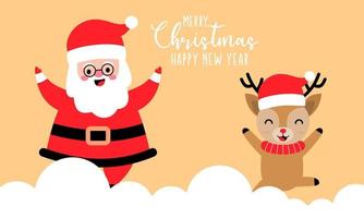 Santa claus and deer background, christmas day vector