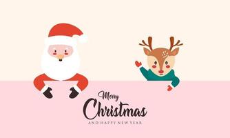 Santa claus and deer background, christmas day vector