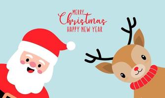 Santa claus and deer background, christmas day vector