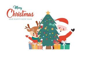 Santa claus and deer background, christmas day vector